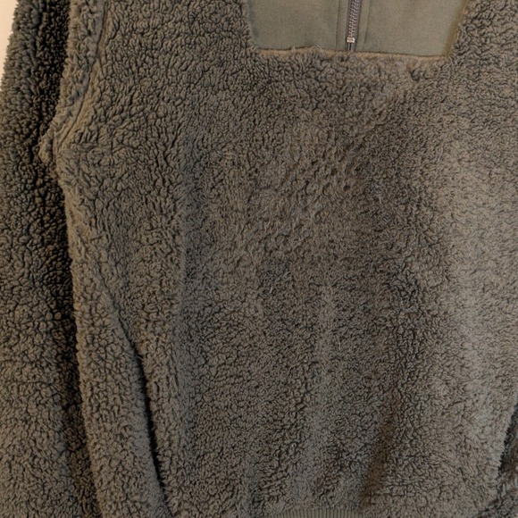 Sweaty Betty London Sherpa Quarter Zip Pullover Sweatshirt Olive Green Womens S - Picture 4 of 8